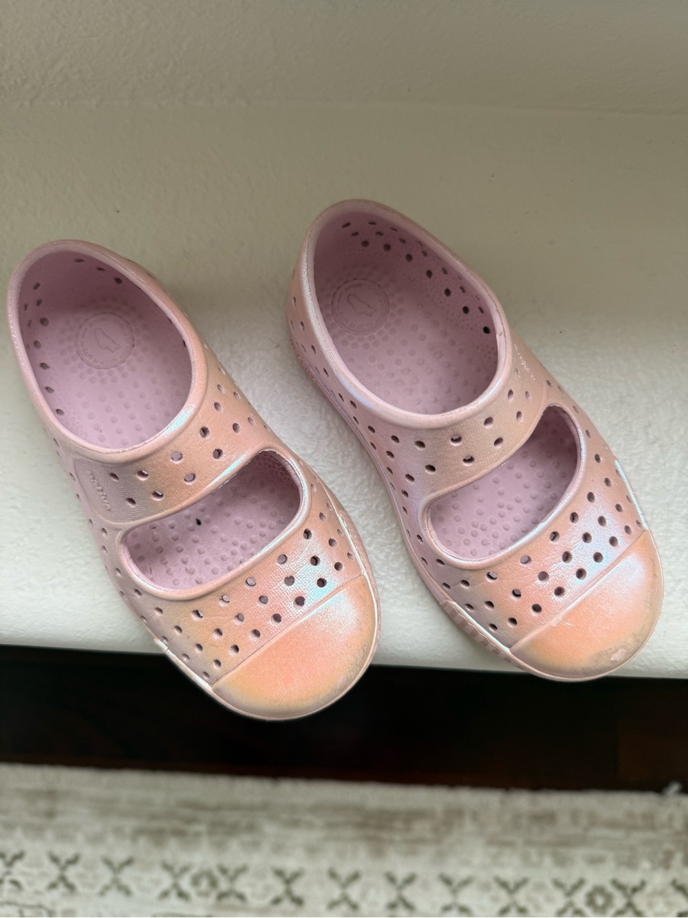 NATIVE Kids Pink Shimmer Water-Friendly Mary Jane Shoes